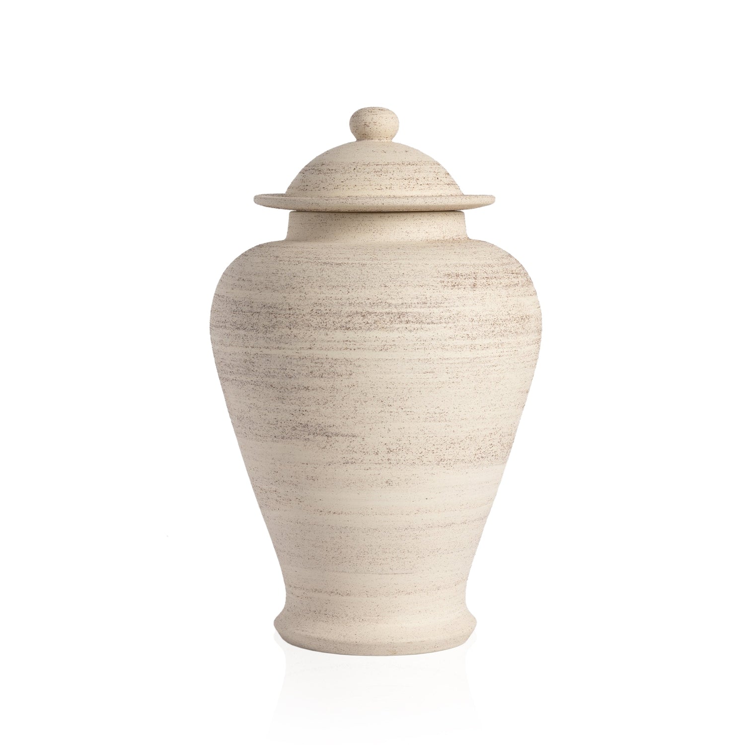 Four Hands, Pima Jar With Lid - Distressed Cream