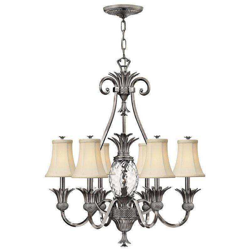 Hinkley Lighting, Plantation Chandelier Polished Antique Nickel