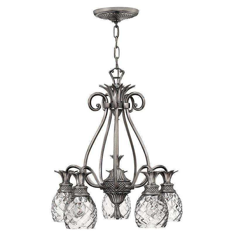 Hinkley Lighting, Plantation Chandelier Polished Antique Nickel