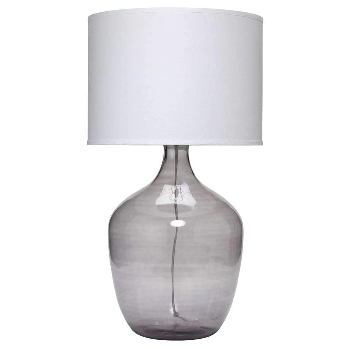 Jamie Young, Plum Jar Table Lamp, Extra Large in Grey Glass with Large Drum Shade in White Linen