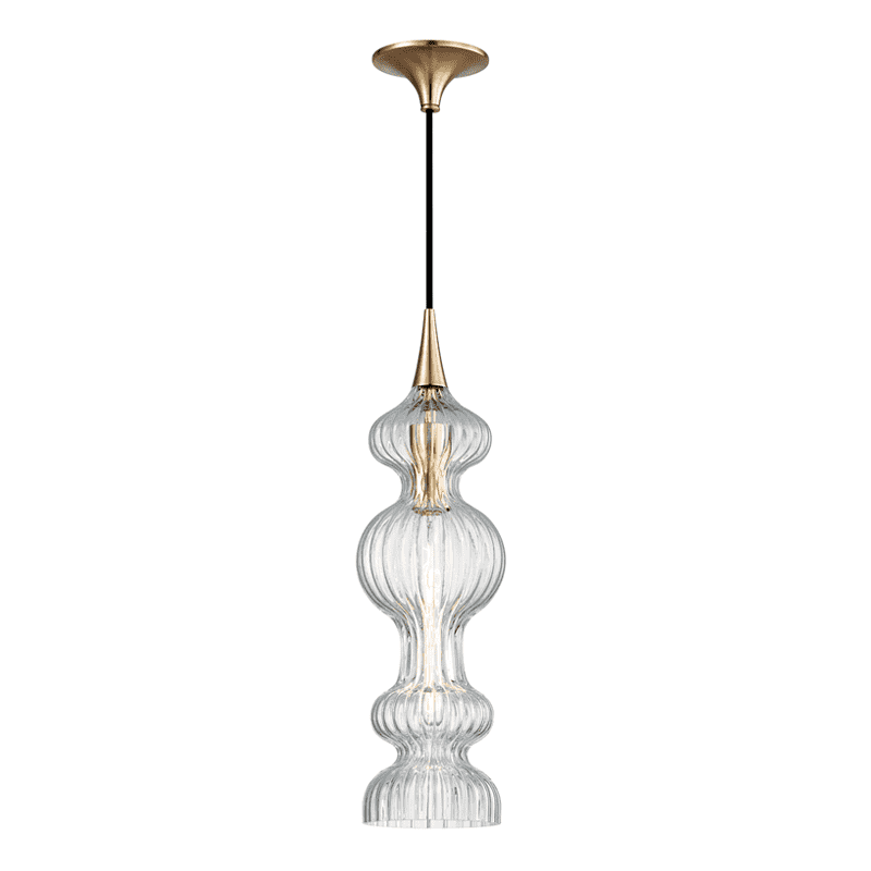 Hudson Valley, Pomfret 1 Light Pendant With Clear Glass Aged Brass